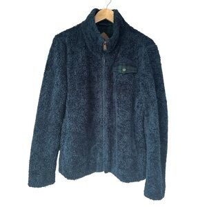 Pendleton Super Soft Sherpa Fleece Full Zip Jacket, Blue with Plaid Accent Large